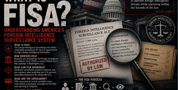 FISA, or the Foreign Intelligence Surveillance Act of 1978, is a U.S. federal law that establishes procedures for the surveillance and collection of foreign intelligence information on domestic soil. It requires federal agencies to obtain authorization for gathering intelligence related to foreign powers and their agents suspected of espionage or terrorism. - Truth Trench Think Tank