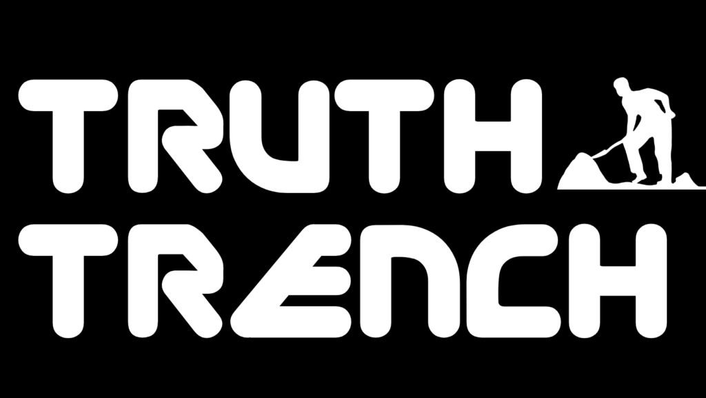 TRUTH TRENCH digging man logo - TruthTrench.,org