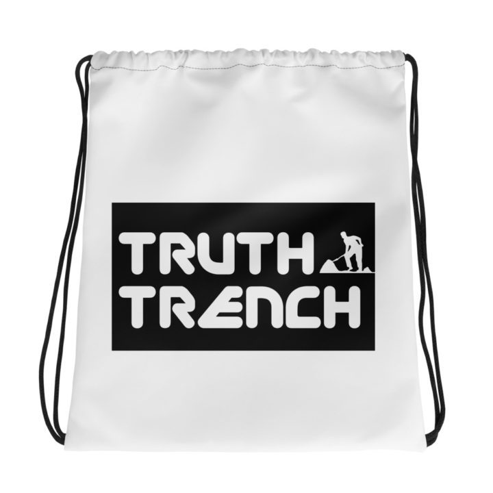 TruthTrench drawstring bag black and white- TruthTrench