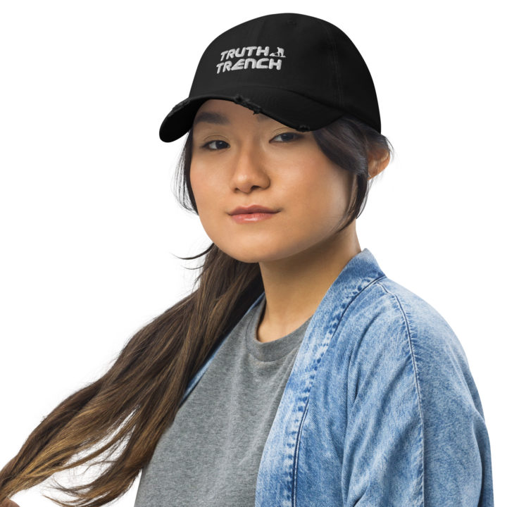 TruthTrench black distressed ball cap - TruthTrench