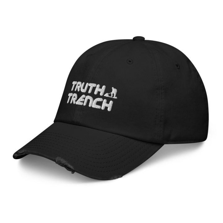 Truth Trench distressed black cap - side -TruthTrench