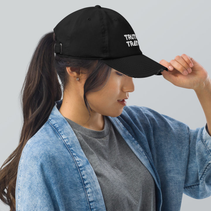 TruthTrench black distressed ball cap - TruthTrench