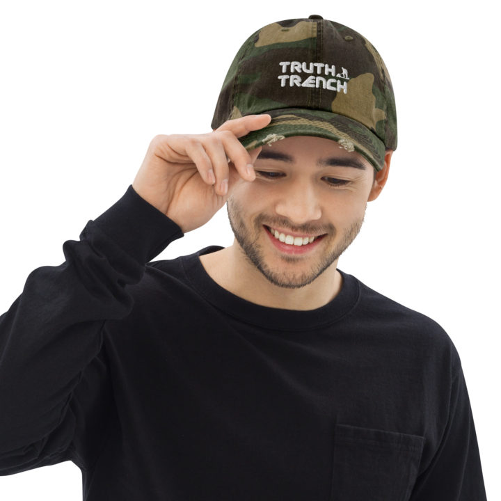 TruthTrench camo distressed ball cap - TruthTrench