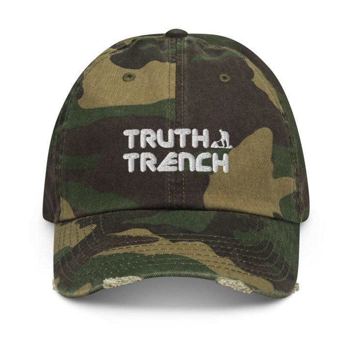 Truth Trench distressed camouflage cap - front - TruthTrench