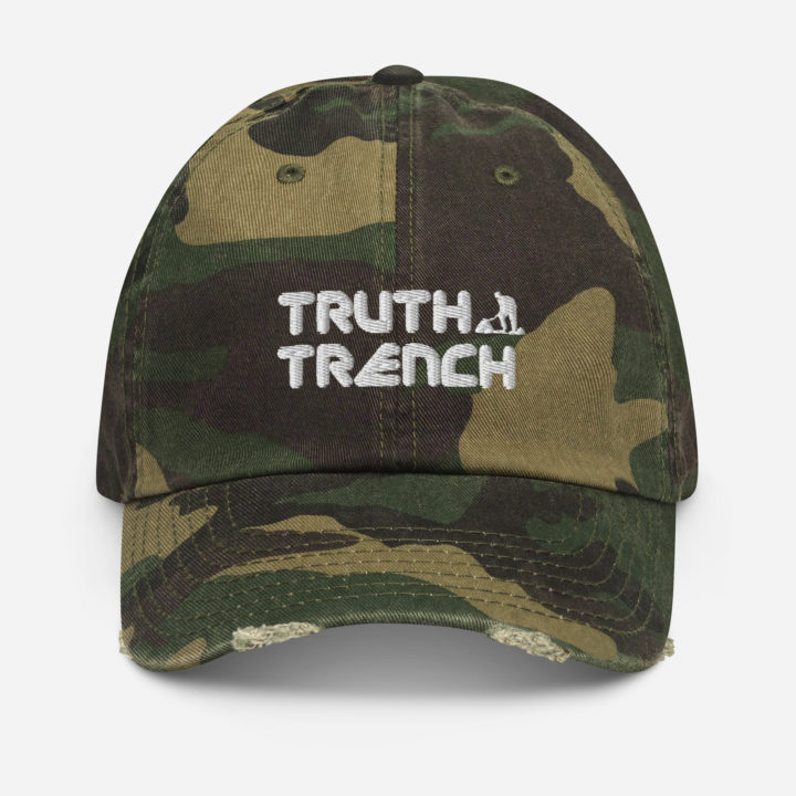 Truth Trench distressed camouflage cap - front - TruthTrench