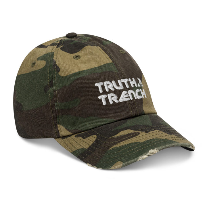 Truth Trench distressed camouflage cap - side - TruthTrench