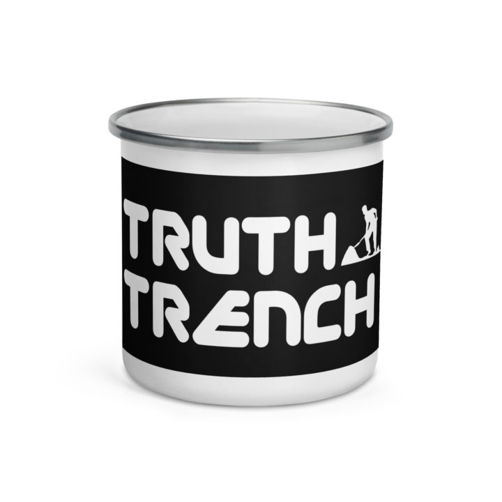 TruthTrench white 12 oz enamel mug - TruthTrench