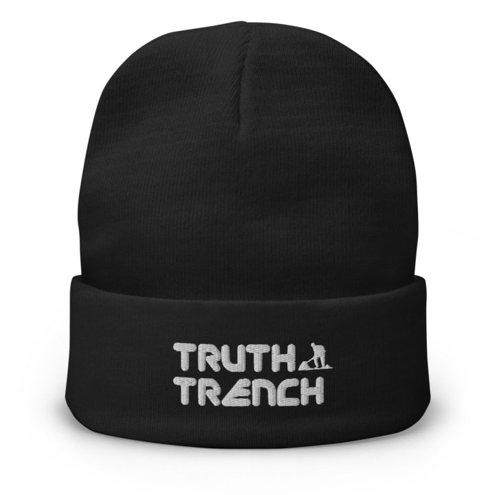 TruthTrench embroidered black knit beanie cap - TruthTrench