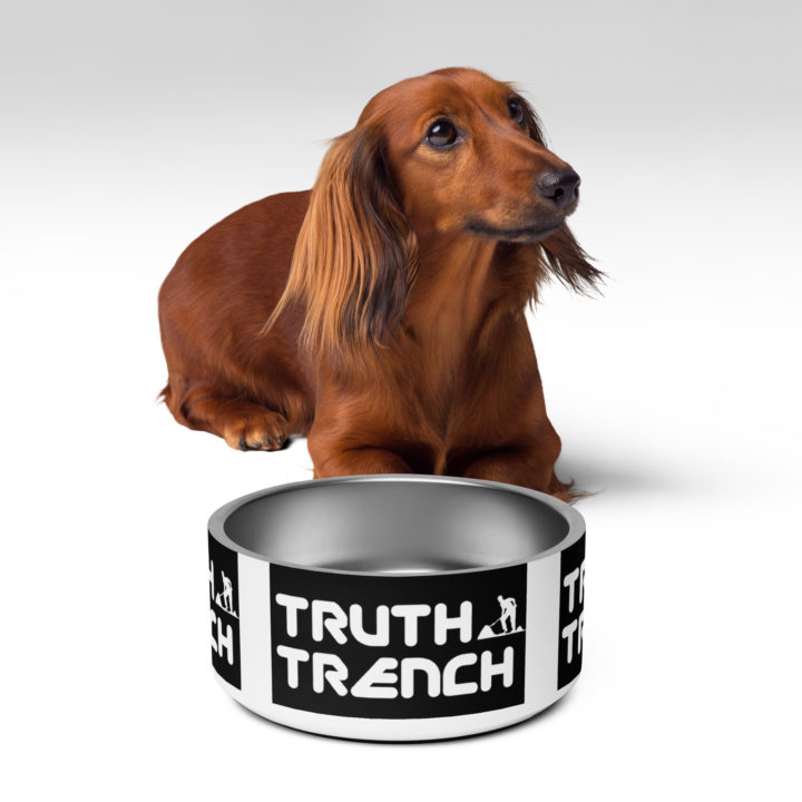 Truth Trench Dog Bowl full with a brown dog - TruthTrench