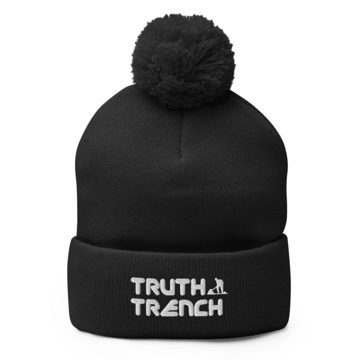 TruthTrench black pom pom knit beanie - TruthTrench