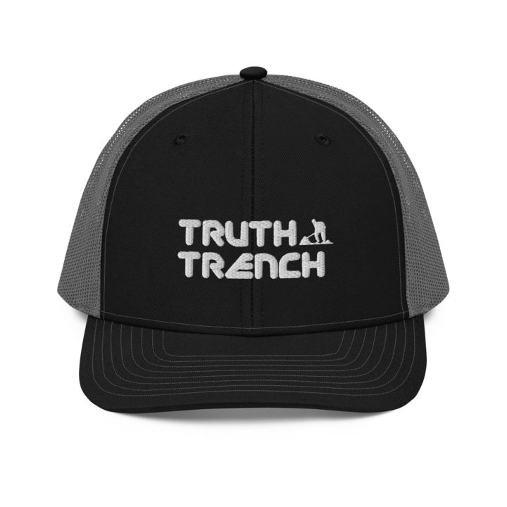 TruthTrench classic black and charcoal snapback trucker cap - TruthTrench