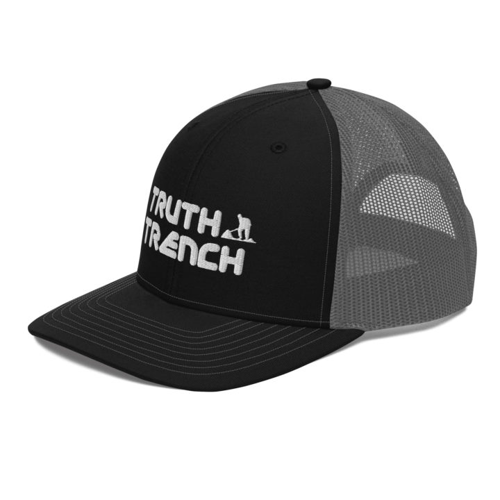 TruthTrench classic black and charcoal snapback trucker cap - TruthTrench