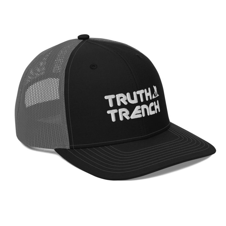 TruthTrench classic black and charcoal snapback trucker cap - TruthTrench