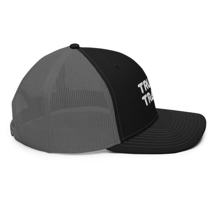 TruthTrench classic black and charcoal snapback trucker cap - TruthTrench