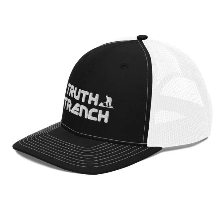 TruthTrench classic black and white snapback trucker hat - TruthTrench