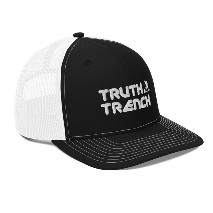 TruthTrench classic black and white snapback trucker hat - TruthTrench