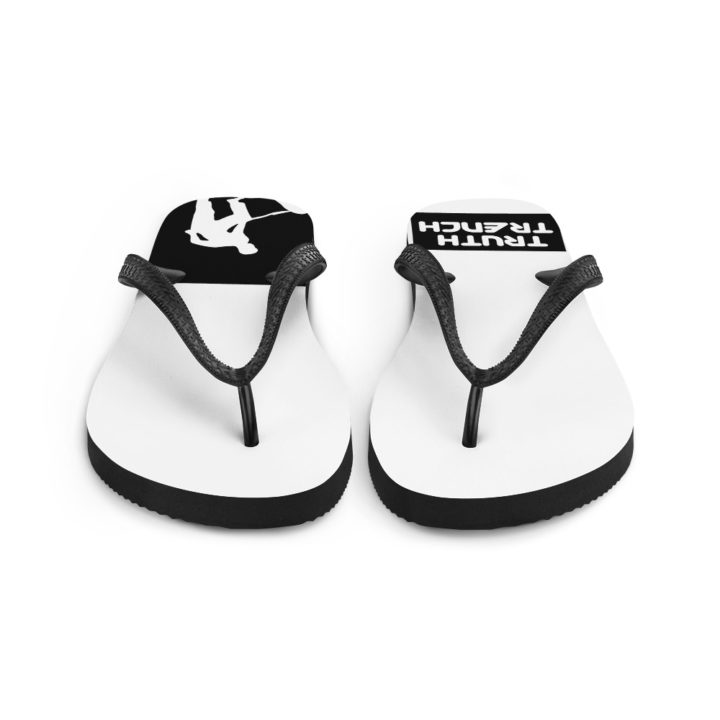 TruthTrench thong style flip flops, white and black - TruthTrench