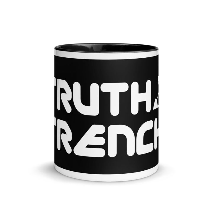 TruthTrench 11 0z coffee mug. Black inside, white outside - TruthTrench