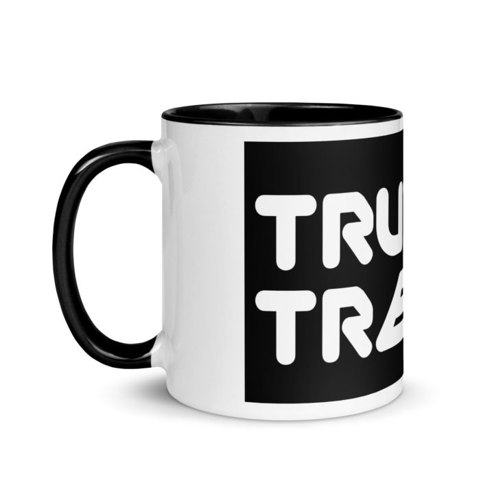 TruthTrench 11 0z coffee mug. Black inside, white outside - TruthTrench