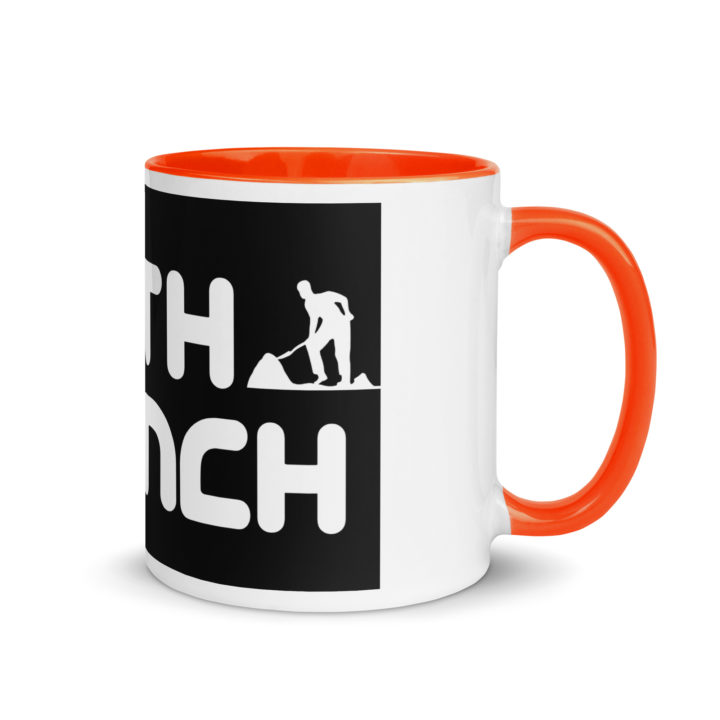 TruthTrench 11 0z coffee mug. Orange inside, white outside - TruthTrench