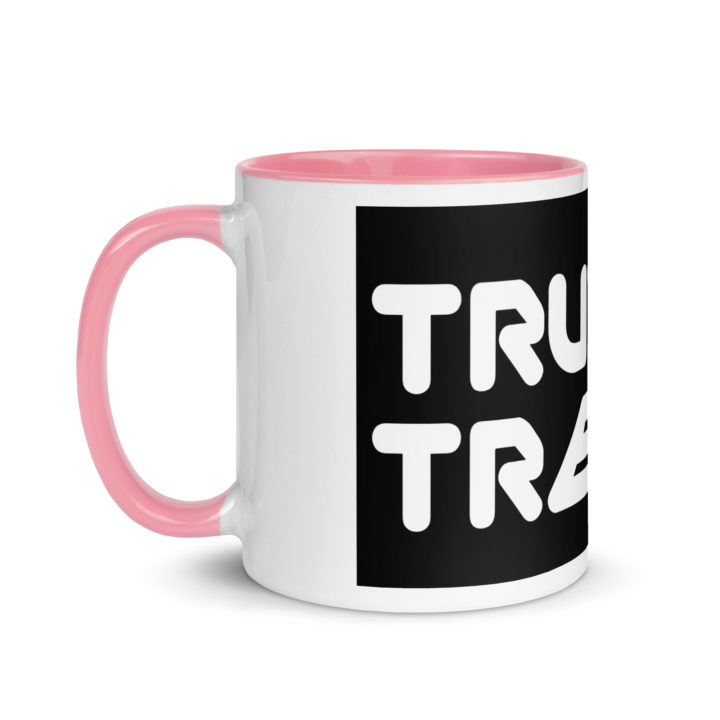 TruthTrench 11 0z coffee mug. Pink inside, white outside - TruthTrench