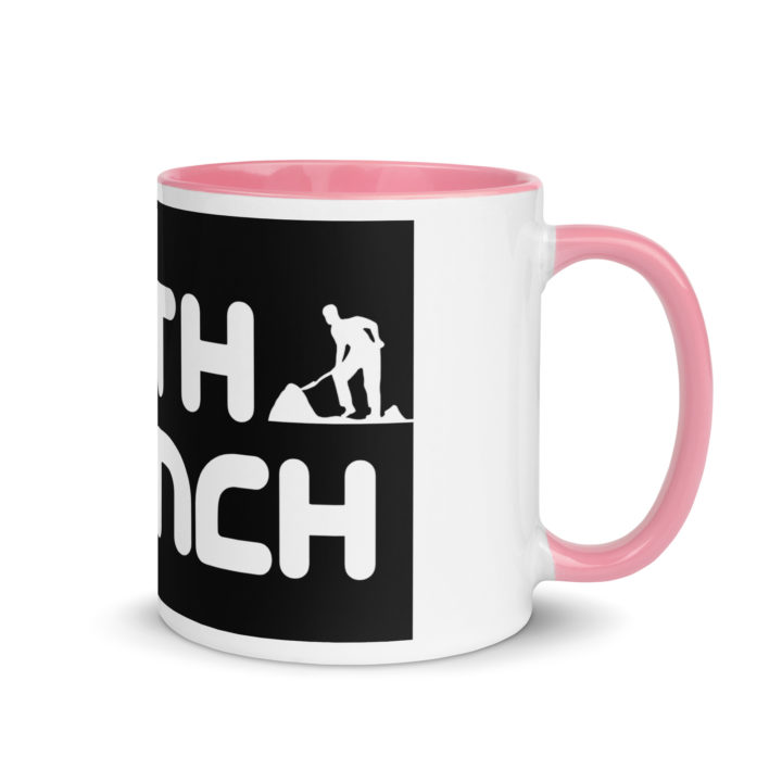 TruthTrench 11 0z coffee mug. Pink inside, white outside - TruthTrench