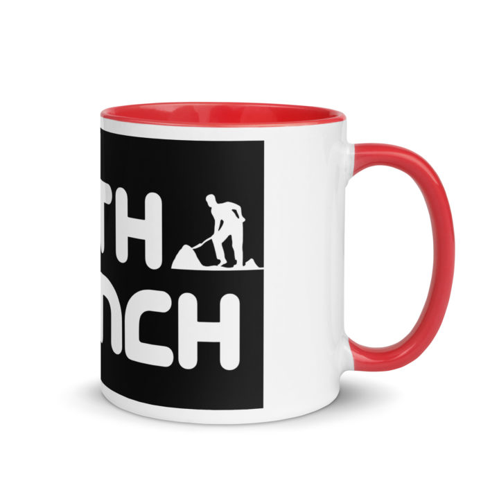 TruthTrench 11 0z coffee mug. Red inside, white outside - TruthTrench