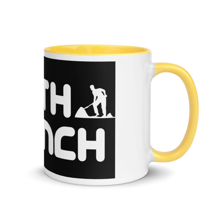 TruthTrench 11 0z coffee mug. Yellow inside, white outside - TruthTrench