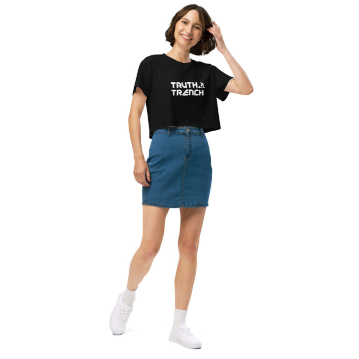 Truth Trench black crop top female model - TruthTrench