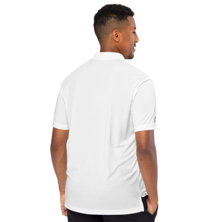 Men’s Adidas Performance white polo shirt. TruthTrench logo on front - TruthTrench