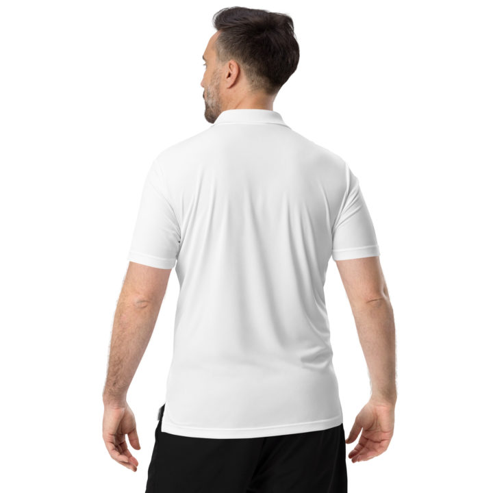 Men’s Adidas Performance white polo shirt. TruthTrench logo on front - TruthTrench