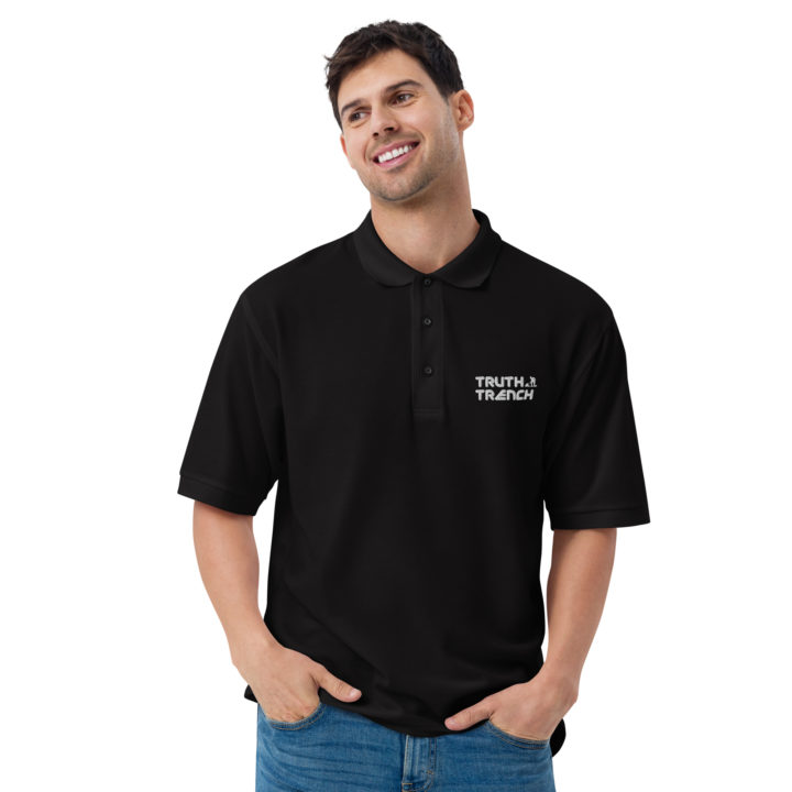 Men’s black polo shirt. Truth Trench logo on front -TruthTrench