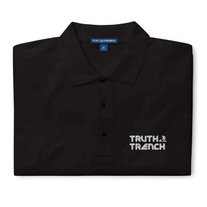 Men’s black polo shirt. Truth Trench logo on front -TruthTrench