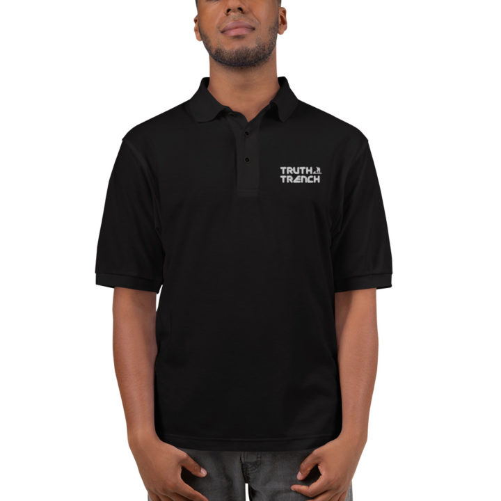 Men’s black polo shirt. Truth Trench logo on front -TruthTrench