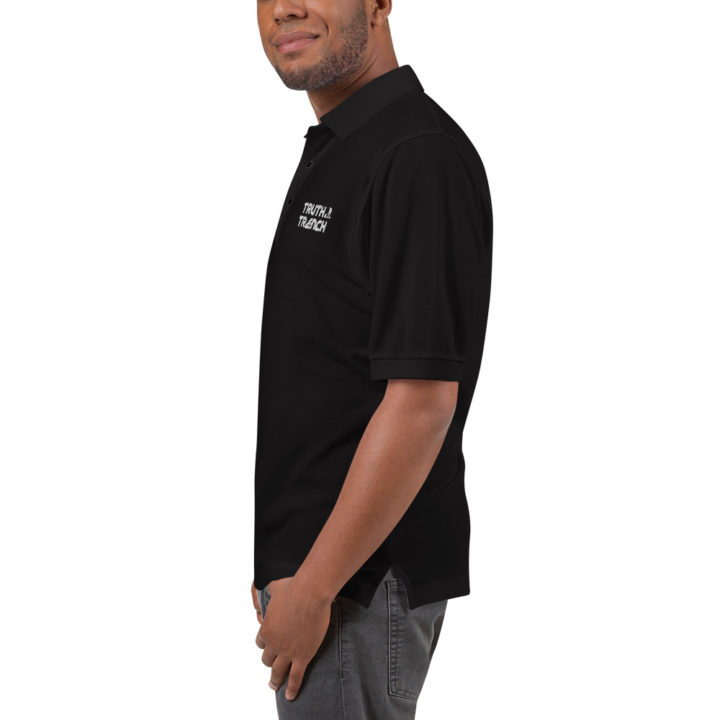 Men’s black polo shirt. Truth Trench logo on front -TruthTrench