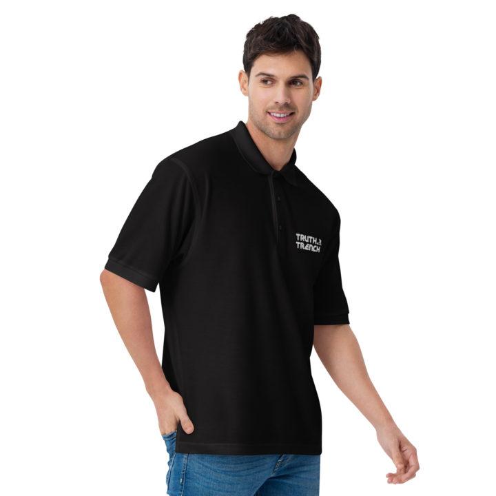 Men’s black polo shirt. Truth Trench logo on front -TruthTrench