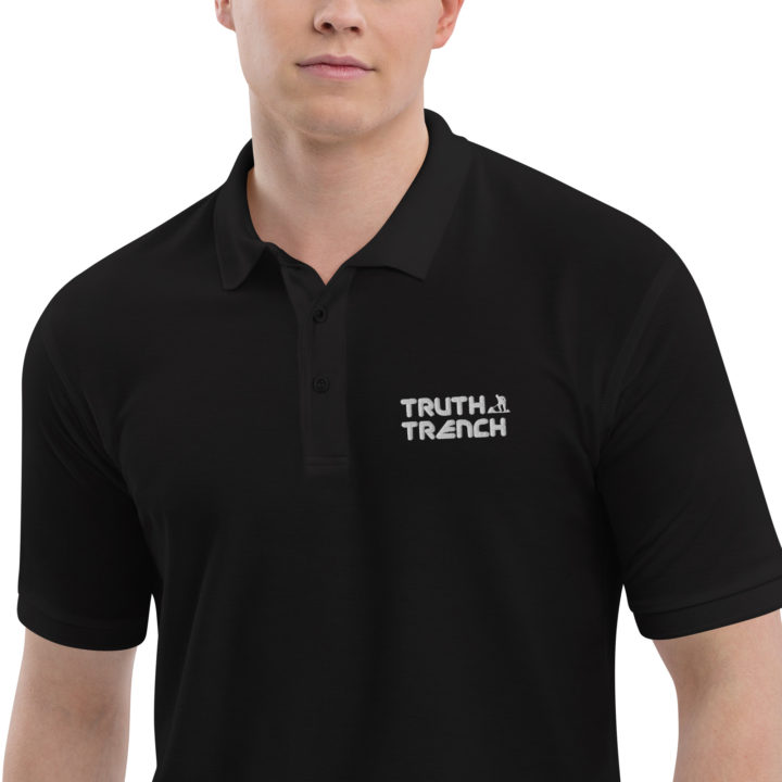 Men’s black polo shirt. Truth Trench logo on front -TruthTrench