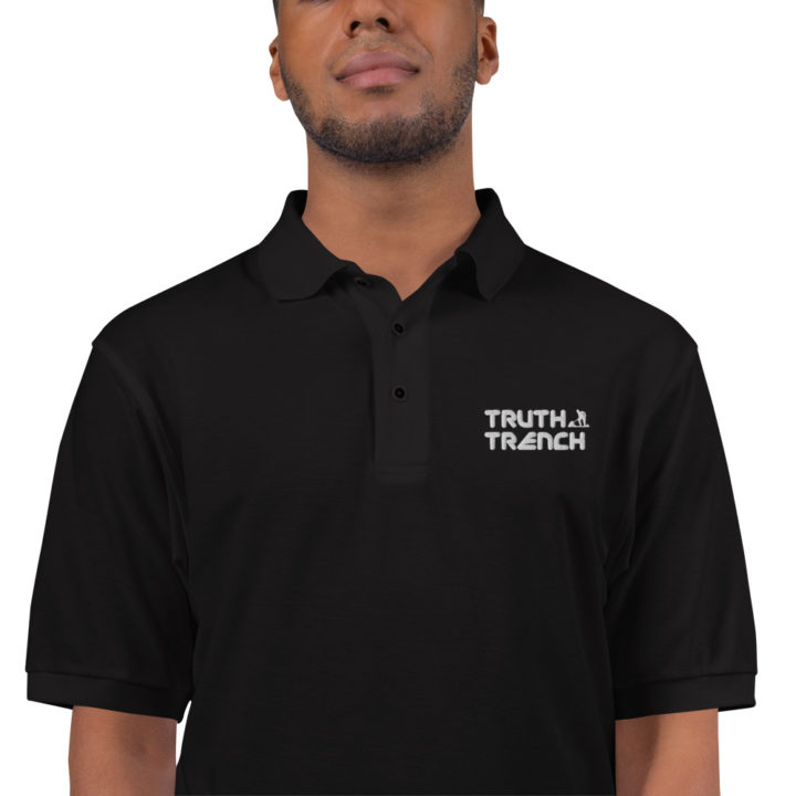 Men’s black polo shirt. Truth Trench logo on front -TruthTrench