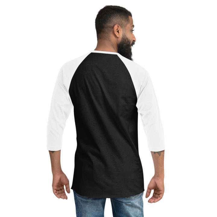 Unisex 3/4 sleeve black shirt with white sleeves. Truth Trench logo on the front- TruthTrench