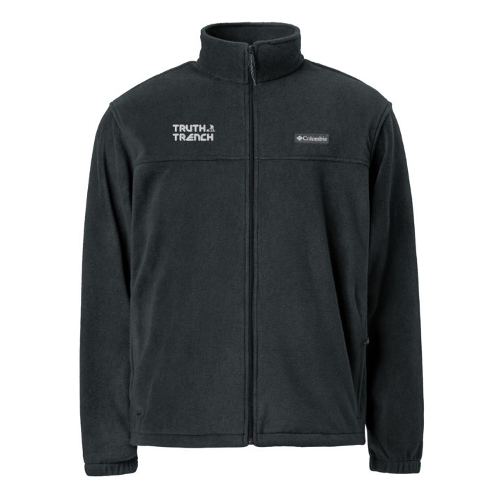 TruthTrench black unisex Columbia fleece zip jacket. TruthTrench logo on front - TruthTrench