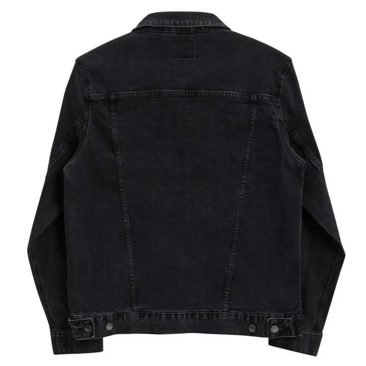 TruthTrench unisex black denim jacket. TruthTrench logo on front - TruthTrench