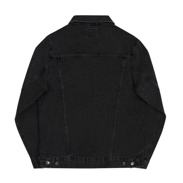 TruthTrench unisex black denim jacket. TruthTrench logo on front - TruthTrench