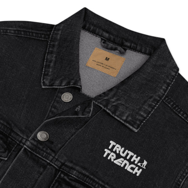 TruthTrench unisex black denim jacket product details - TruthTrench