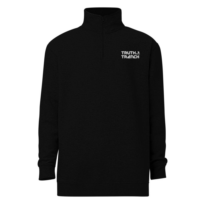 TruthTrench unisex black fleece pullover. TruthTrench logo on front - TruthTrench