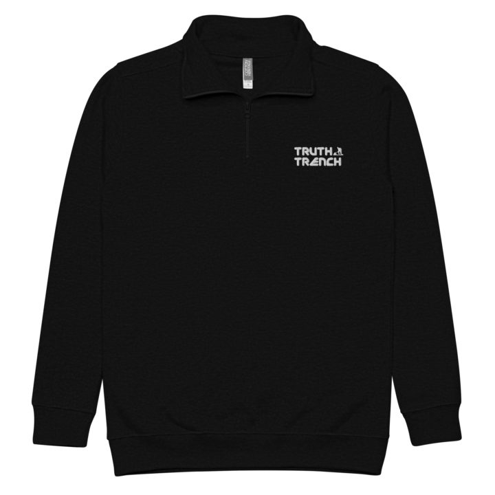 TruthTrench unisex black fleece pullover. TruthTrench logo on front - TruthTrench