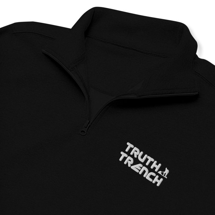 TruthTrench unisex black fleece pullover. TruthTrench logo on front - TruthTrench